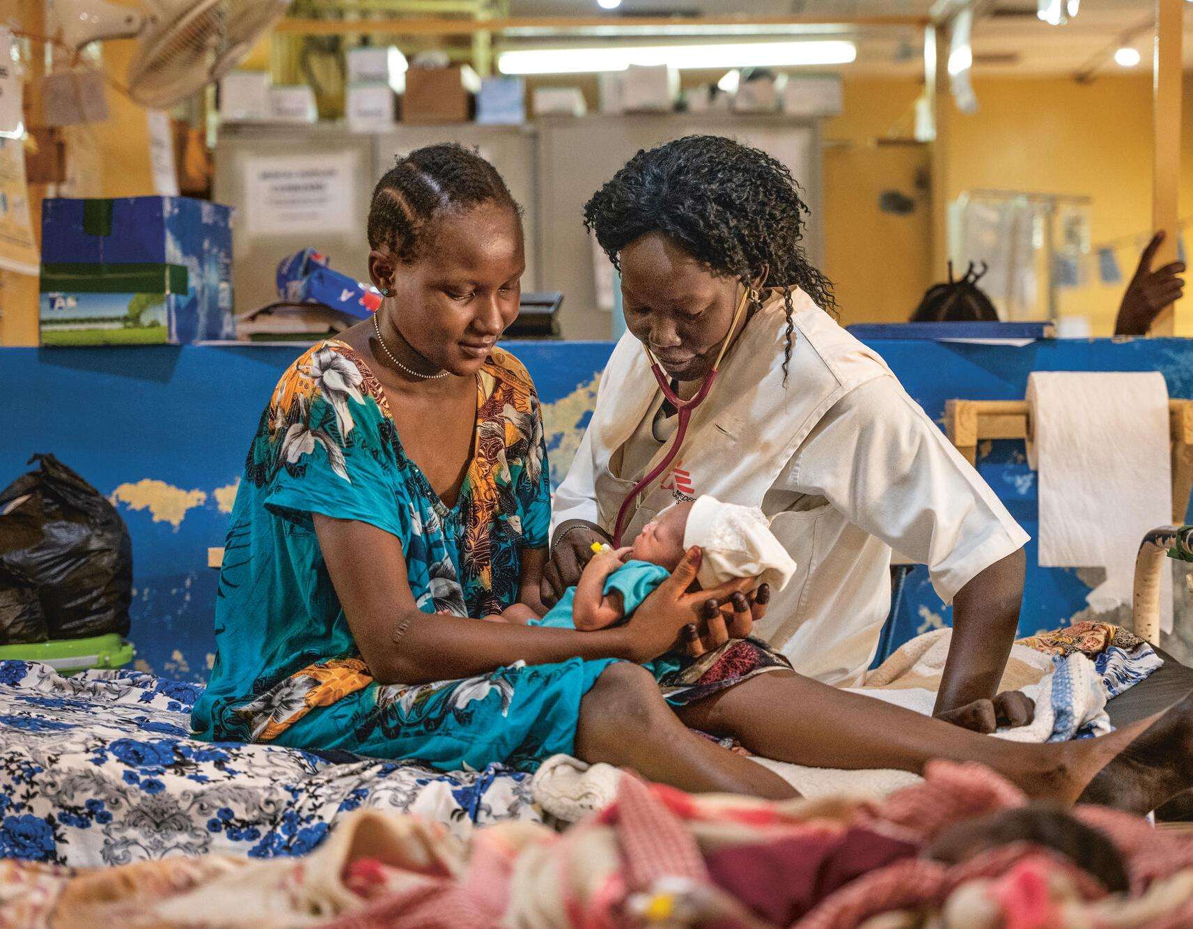 Child receiving medical attention and healthcare support